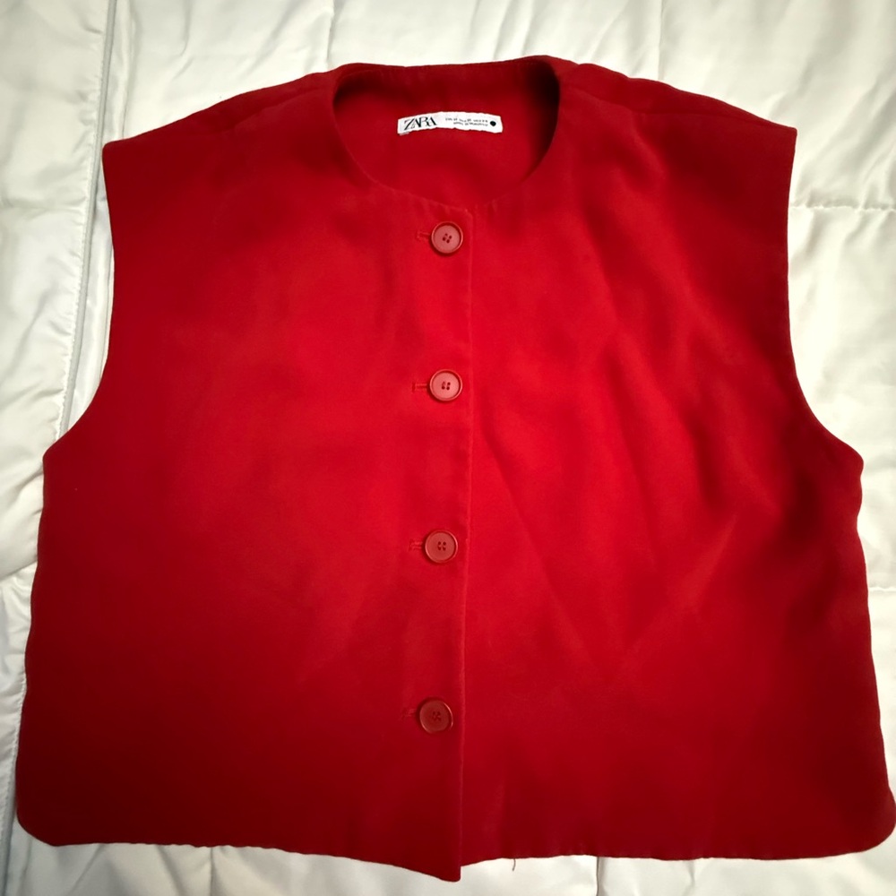 Zara Red Button Front Vest